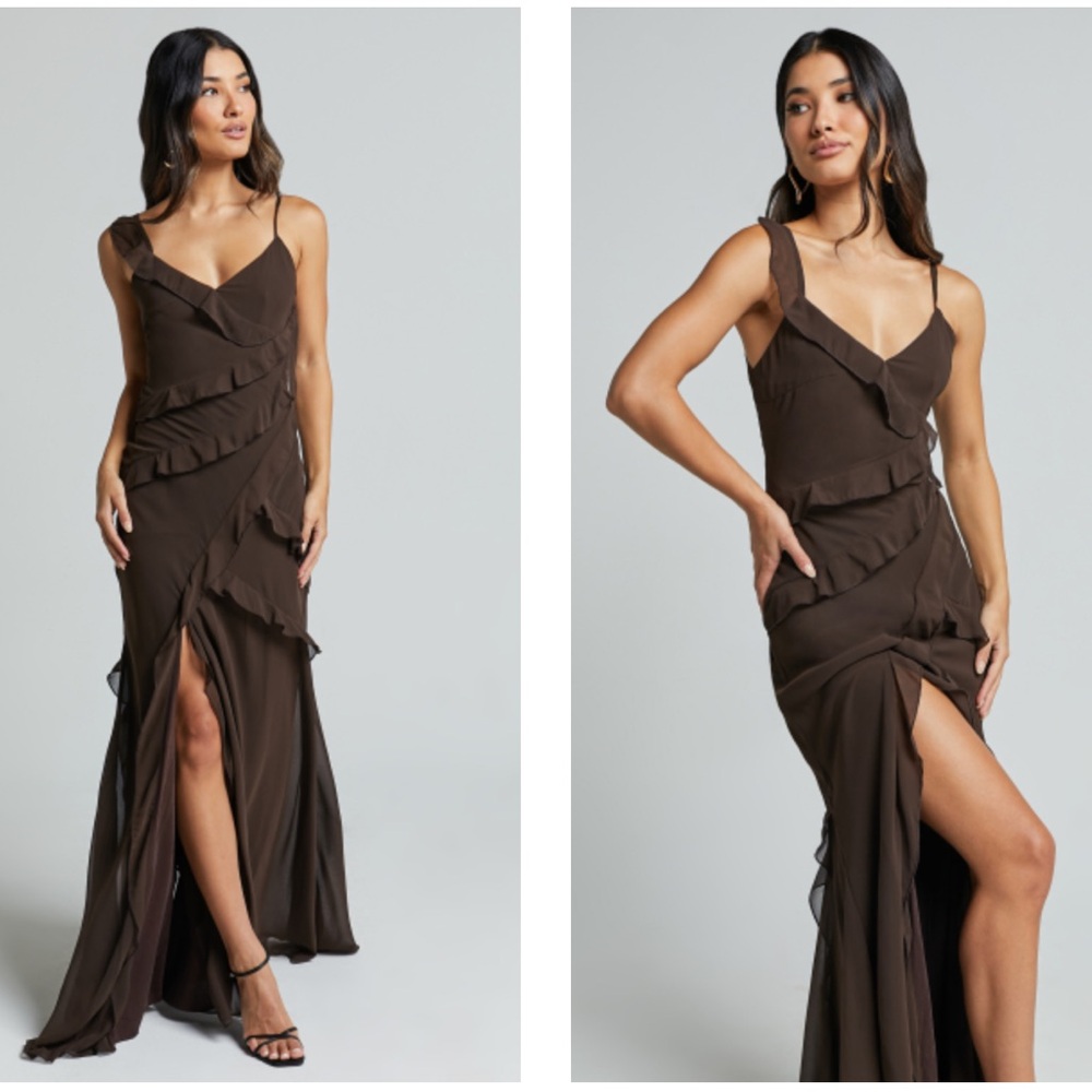 ASYMMETRICAL FRILL THIGH Maxi Dress